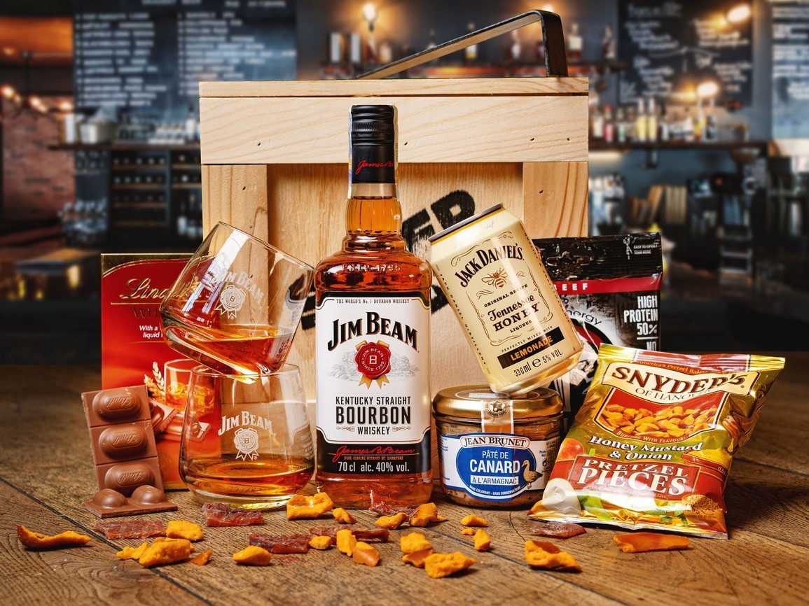 Darčeková debna s whisky Jim Beam